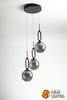 LED Dining Room Light Chandelier Three Glass Modern Simple Dining Table Pendant Light Bar Creative Personality Smoke grey Glass Cover Hanging Line Lighting