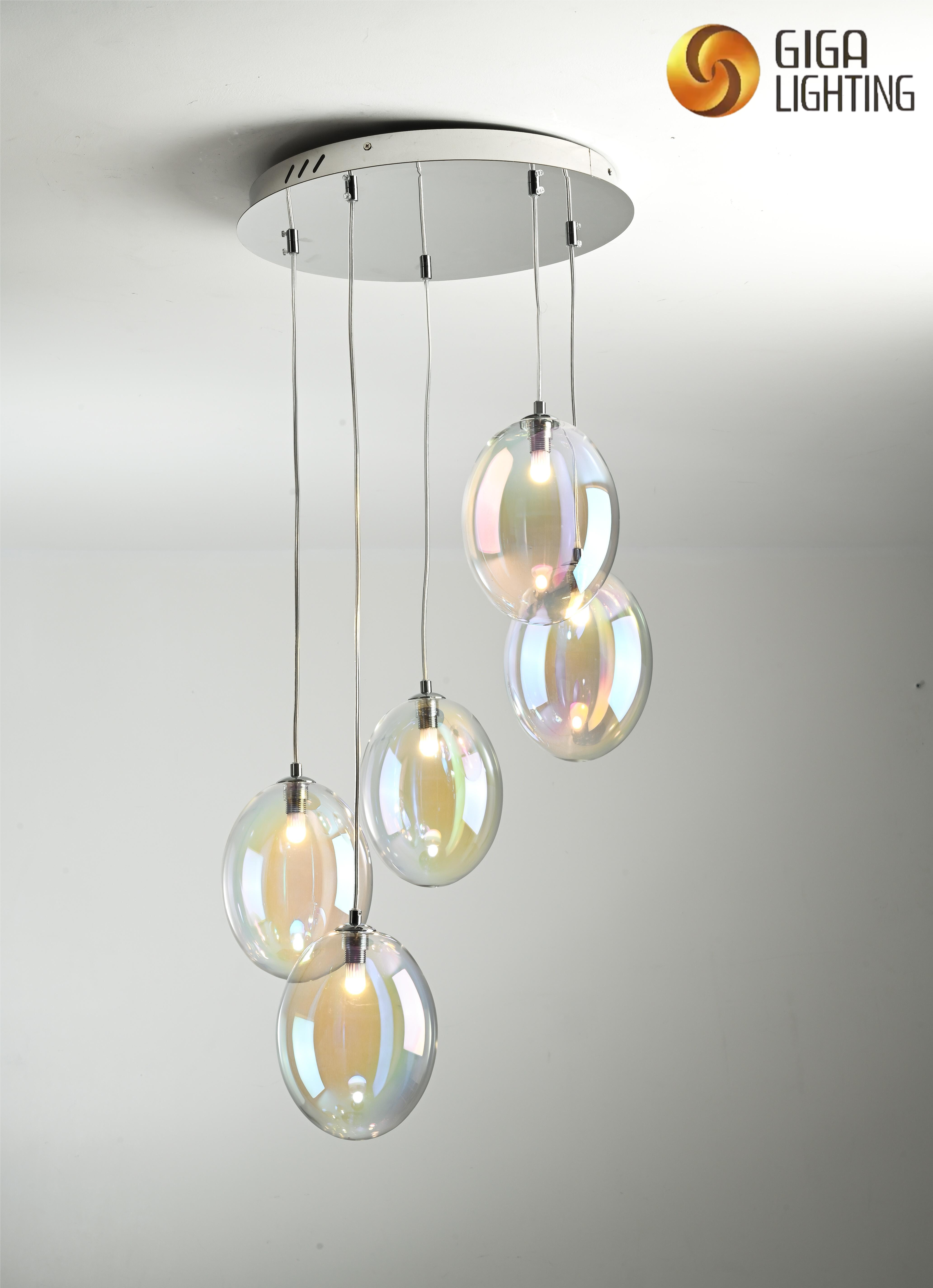 Original Creative mininalist Colorful oval Glass Chandelier Designer led Pendant Light 
