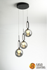 LED Dining Room Light Chandelier Three Glass Modern Simple Dining Table Pendant Light Bar Creative Personality Smoke grey Glass Cover Hanging Line Lighting