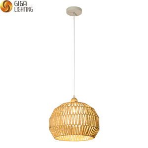 Round drum light crafted nature Bamboo rattan Pendant Lamp handmade chandelier