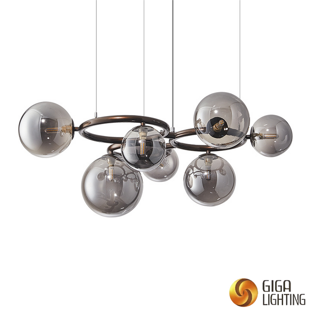 Living Room Main Light Modern Chandelier Simple Atmosphere Headlamp Glass Bubble Ball Chandelier High-end Atmosphere Lighting Fixture