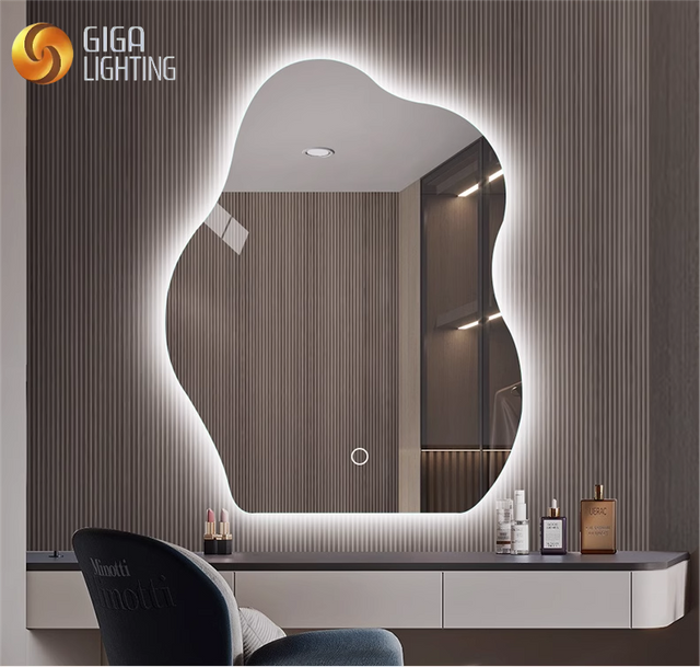 CE Shaped Bathroom Mirrors Lighted Smart Mirror with Lights Creative Cloud Mirror Washroom Wall Mount Irregular Glowing Makeup Mirror