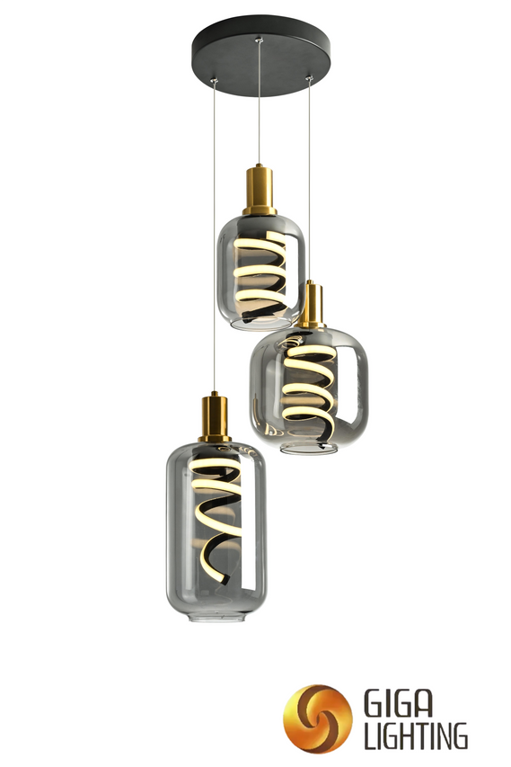 NEW Original designer smoke glass with aluminum arms led pendant lamp Chandelier Deco 