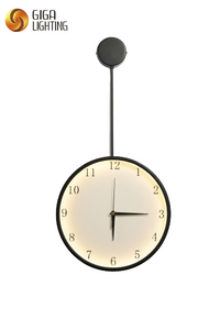 CE Luminescent wall clock with LED lights black Minimalism wall lights sofa background lamp with clock entrance area aisle decorative lighting clock with led