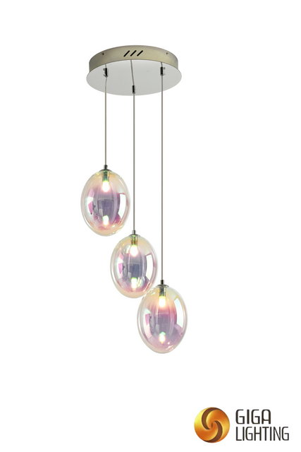 Original Creative mininalist Colorful oval Glass Chandelier Designer led Pendant Light 