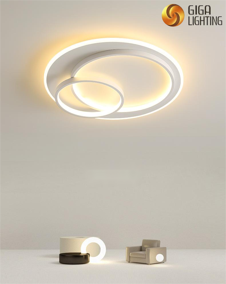 CE nordic double circle metal base with light rings led ceiling lamp 