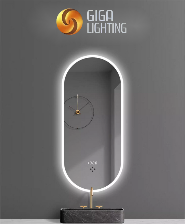 IP44 Smart Light Luxury Bathroom Mirror with Led Lights Toilet Bathroom Mirror Wall Mounted Stick on Wall Toilet Mirror