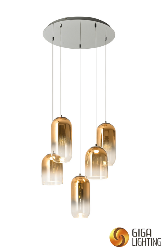 Original design cylinder modern Rose Golden unique Glass pendant lamp LED 5W 