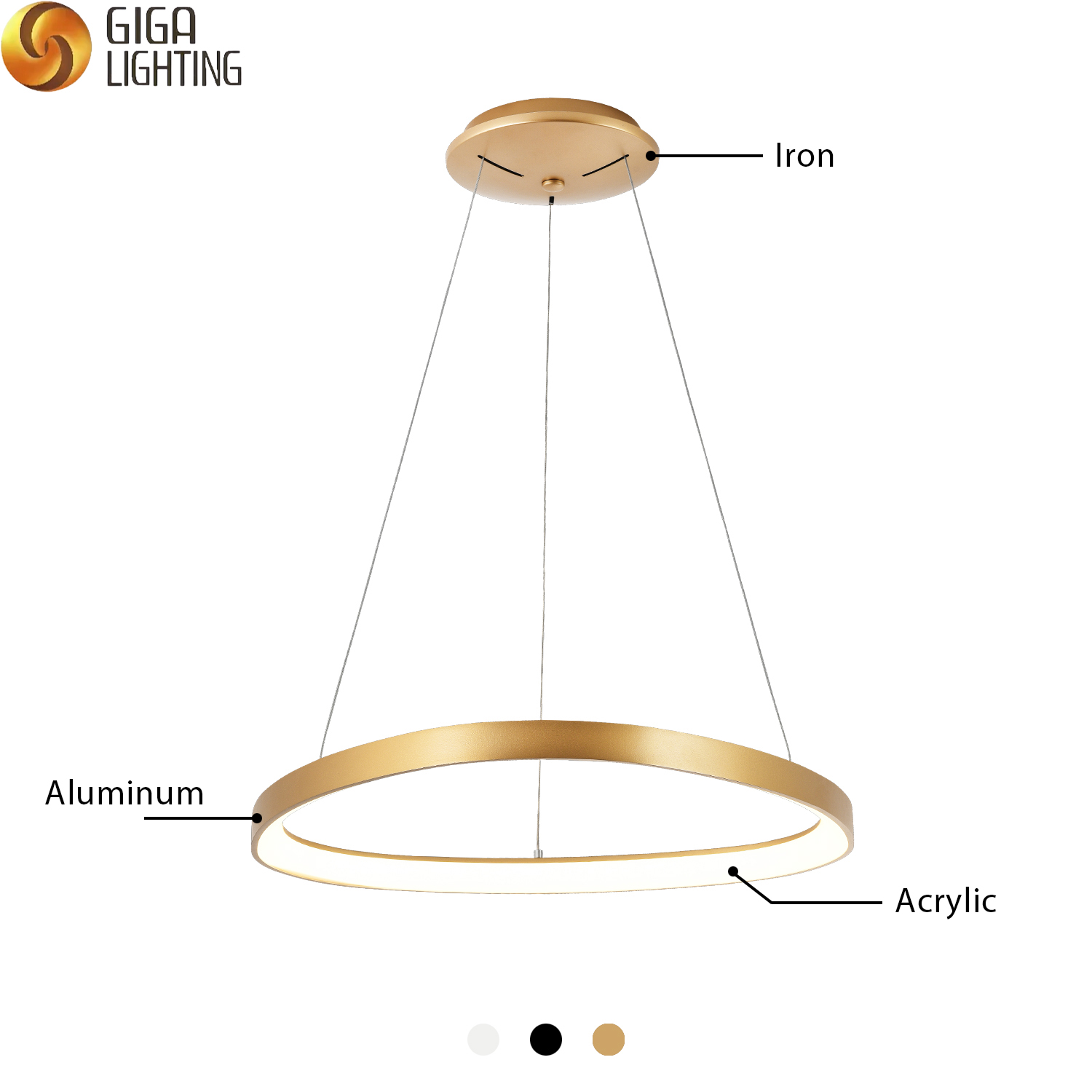 85-265V CE flicker free triangle ring LED pendant lighting fixture