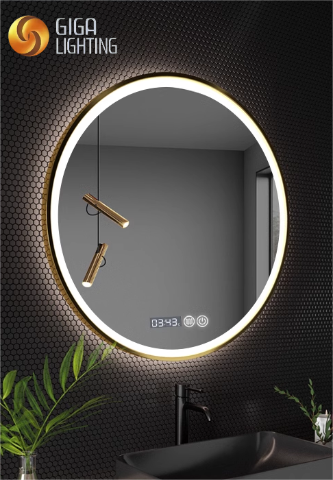 Aluminium Alloy Frame CE Certification Led Mirror Lamp Light-emitting Lamp Mirror Toilet Basin Wall-mounted Round Mirror Bathroom Smart Mirror Washroom