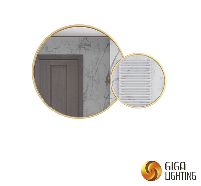 VDE Decorative Creative Bathroom Double Round Mirror with led lights anti-frog 3CCT