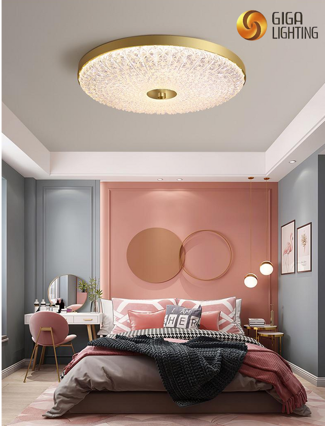 LED Ceiling Light Bedroom Modern Luxury Atmosphere Round Living Room Balcony Remote Control Crystal Ceiling Lamp