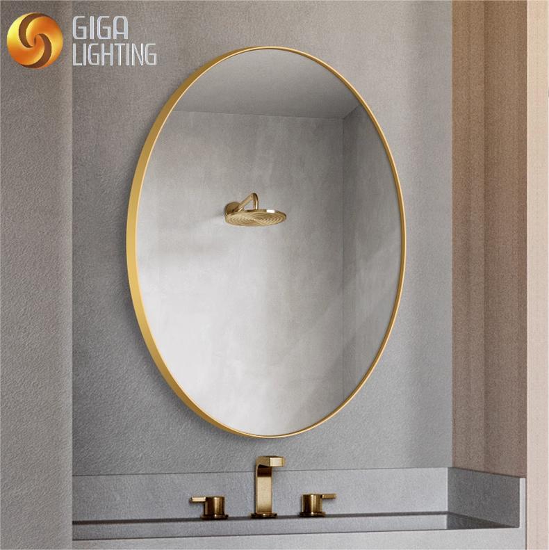 IP44 Oval Aluminum Alloy Framed Wall Mirror for Bathroom Washroom Wall Mounted HD Mirror Makeup Vanity Mirror