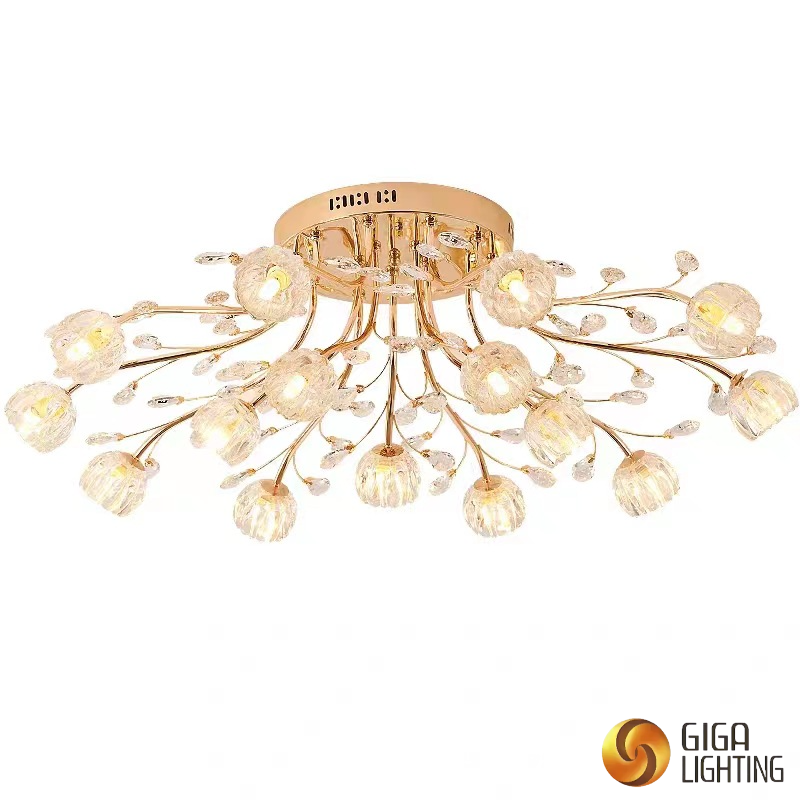 G9 18 lampshade Luxury interior home Crystal Flower Ceiling Light 