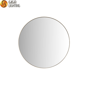 Bathroom mirror, round mirror simple aluminum round mirror Nordic modern perforated bathroom mirror with LED waterproof and anti fog