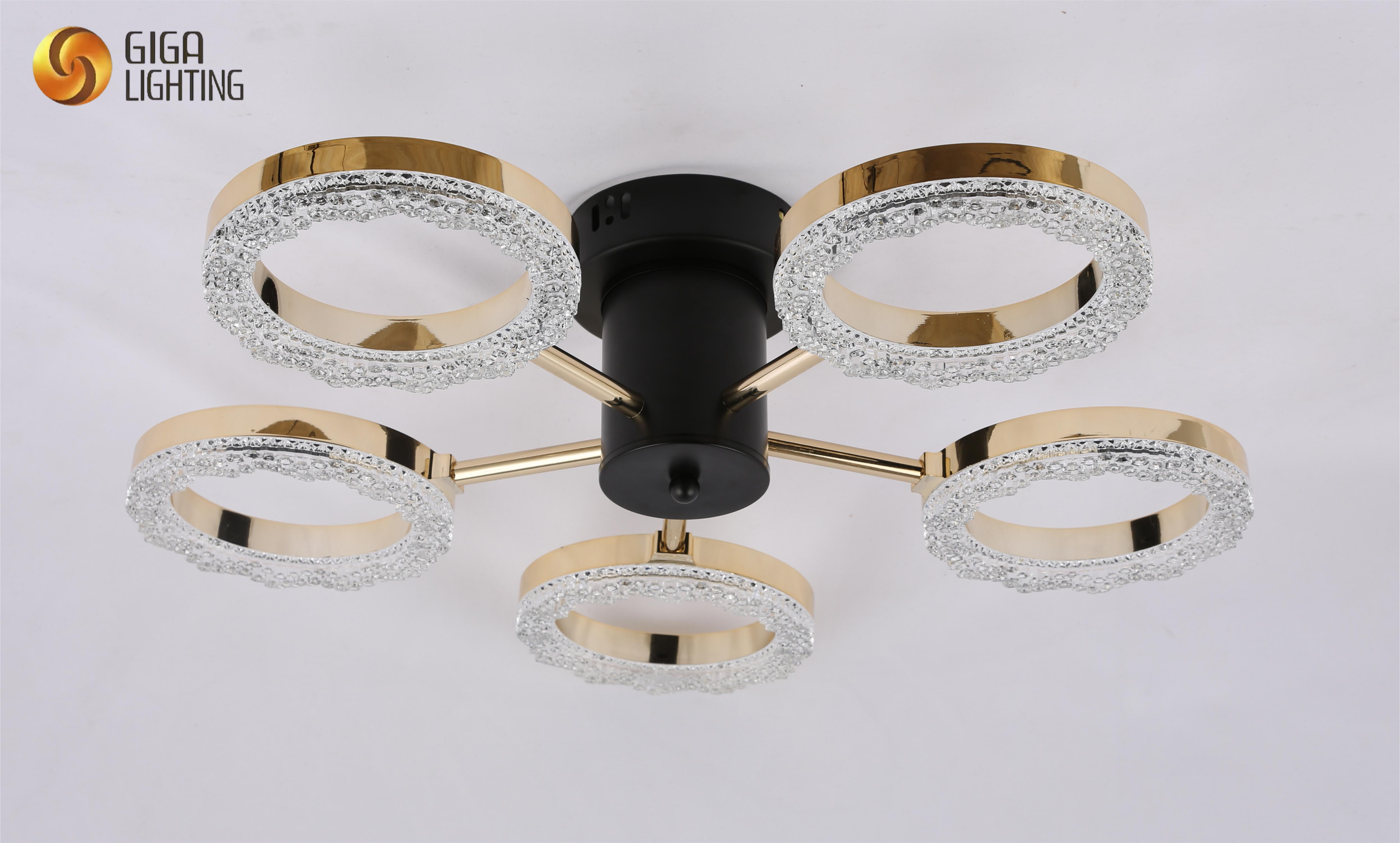 3light CE TUV LED decorative Ceiling lamp aluminum ring-shaped design rose gold arms integrated LED strip lighting